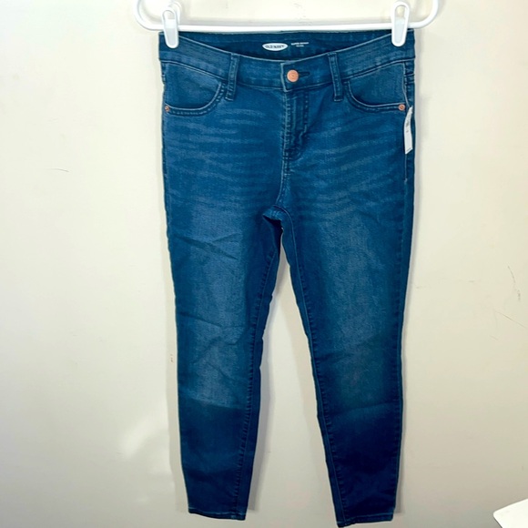 ✨🆕BNWT!Old Navy Super Skinny Mid-Rise Dark Denim Jeans Sz 0 Short Womens Jeans✨ - Picture 2 of 7